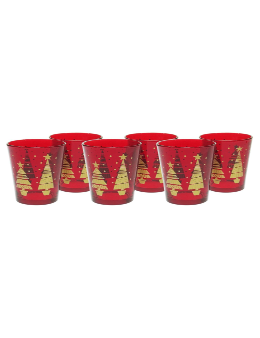 BICCHIERI ACQUA 6pezzi ROSSO+ALBERO DORATO