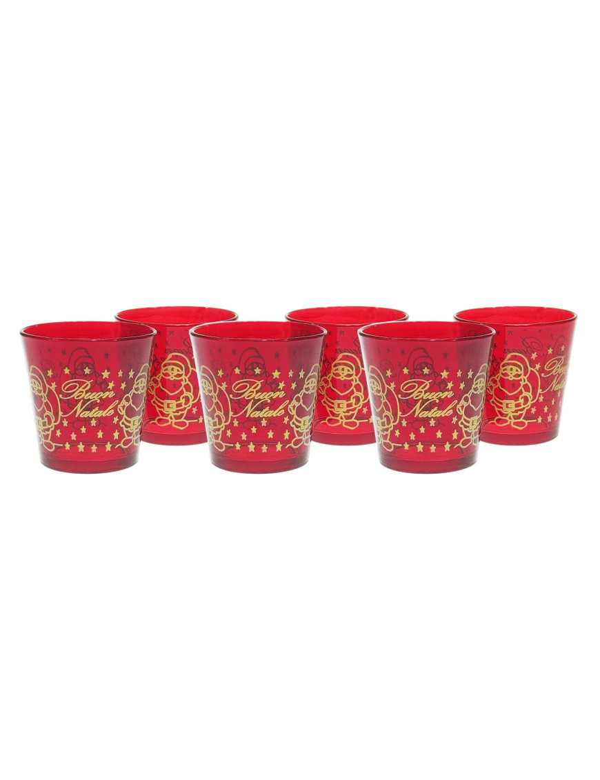 BICCHIERI ACQUA 6pezzi ROSSO+BABBO DORATO