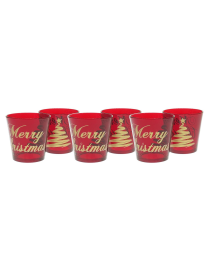 6-piece RED WATER GLASSES + GOLDEN STAR