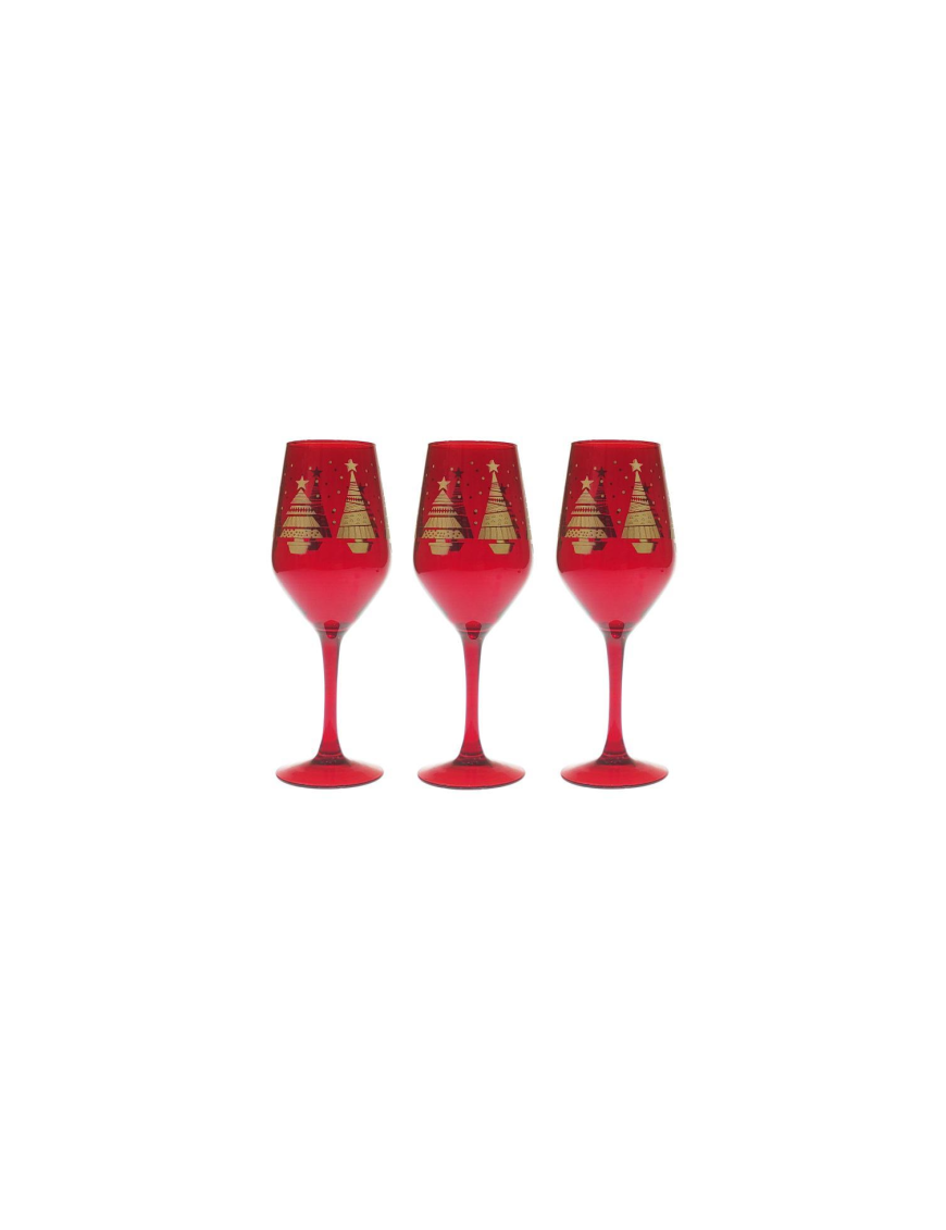 3-piece RED + GOLD TREE GLASSES