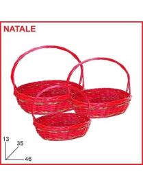 CESTI VIMINI C/MAN 3pz. ROSSO CNT247 $$