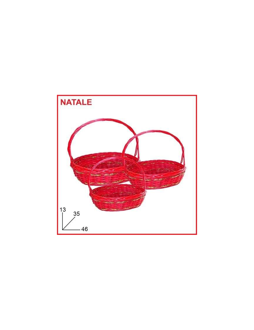 CESTI VIMINI C/MAN 3pz. ROSSO CNT247 $$
