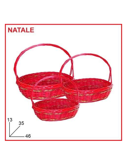 CESTI VIMINI C/MAN 3pz. ROSSO CNT247 $$
