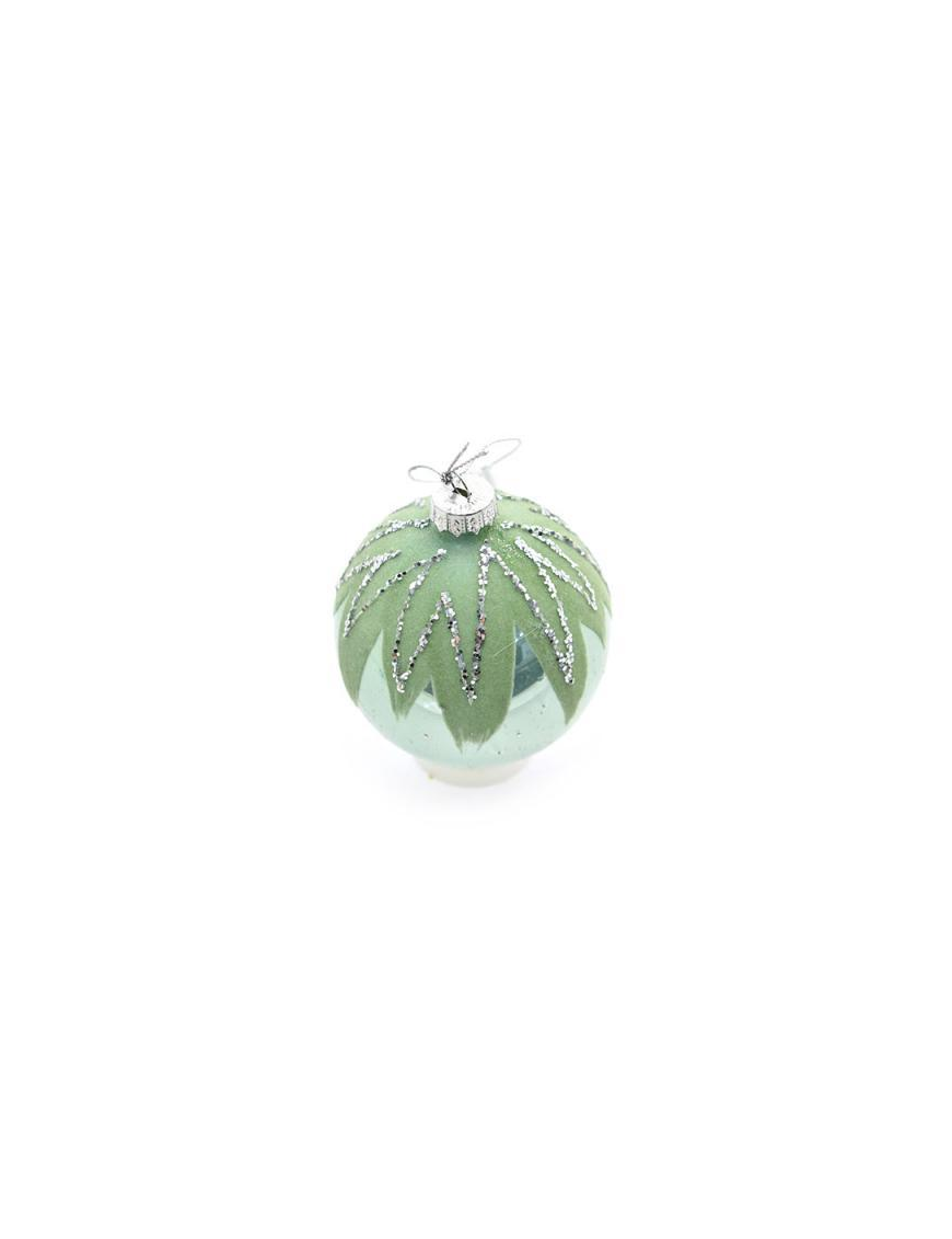 SFERA IN VETRO CELESTE/ARGENTO 8cm