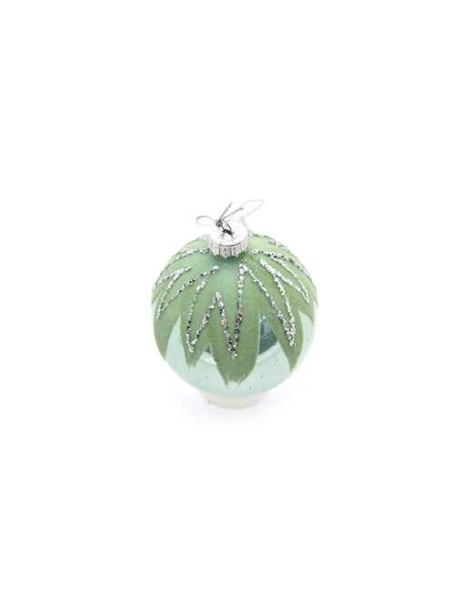 SFERA IN VETRO CELESTE/ARGENTO 8cm