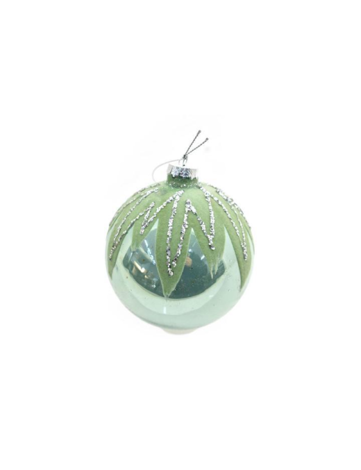 BLUE/SILVER GLASS BALL 10cm