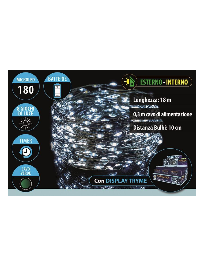 180 BATTERY POWERED MICROLED 18 METERS OUTDOOR USE WHITE