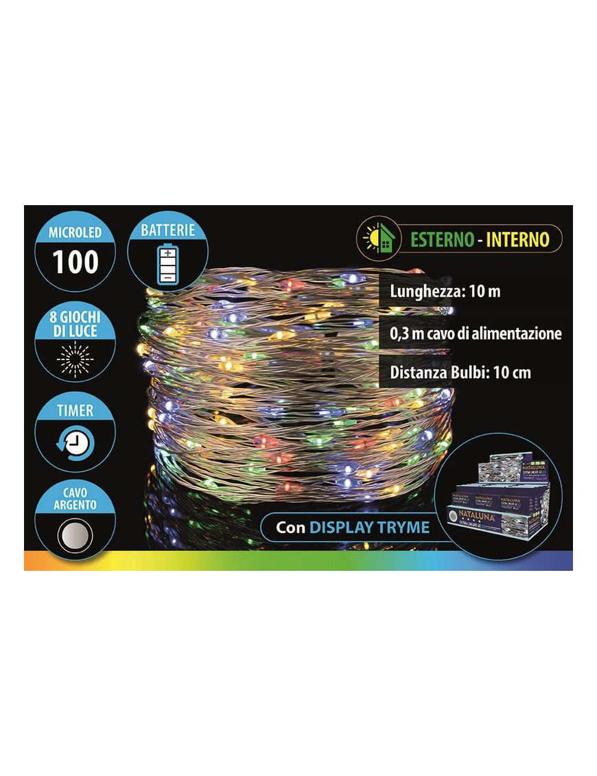 MULTICOLOR 100 BATTERY POWERED MICROLED 10 METERS OUTDOOR USE