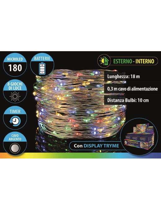 MULTICOLOR 180 MICROLED A BATTERIA 18 METRI UTILIZZO ESTERNO