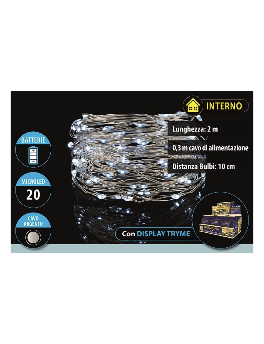 BIANCO SERIE 20 MICROLED A BATTERIA 2 METRI