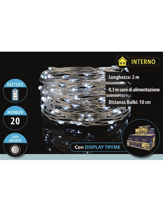 BIANCO SERIE 20 MICROLED A BATTERIA 2 METRI