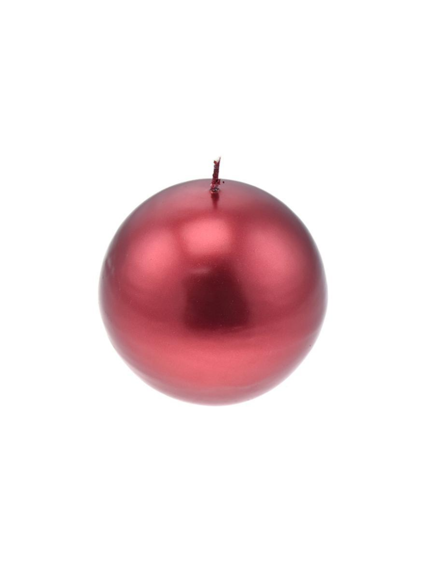 METALLIC RED SPHERE-SHAPED CANDLE 6cm