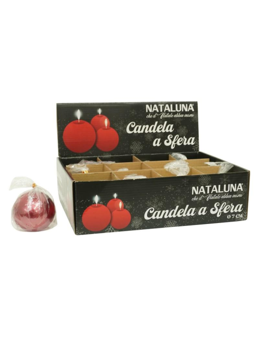CANDELA ROSSO METALLIZZATO A FORMA DI SFERA 7cm