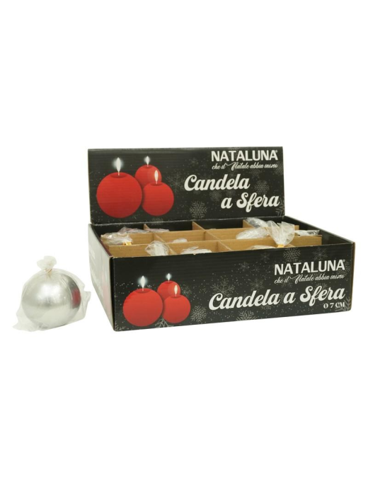 CANDELA ARGENTO A FORMA DI SFERA 7cm