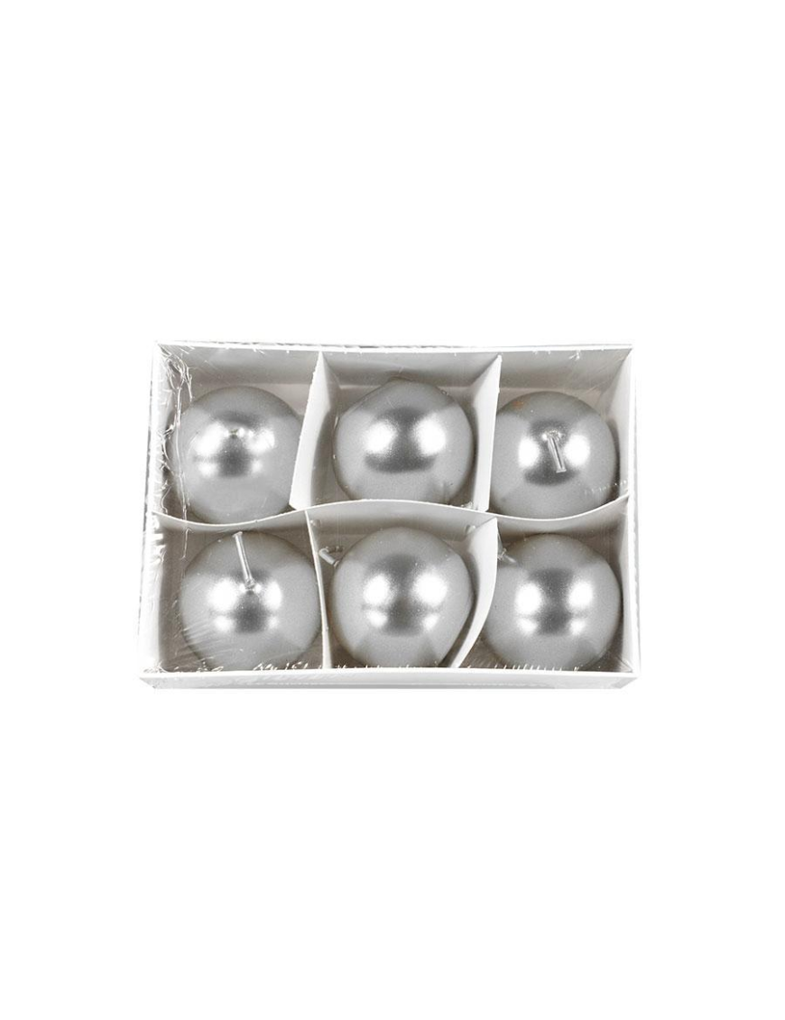CANDELA ARGENTO A FORMA DI SFERA 4cm 6pezzi