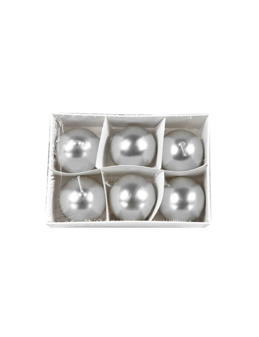 CANDELA ARGENTO A FORMA DI SFERA 4cm 6pezzi
