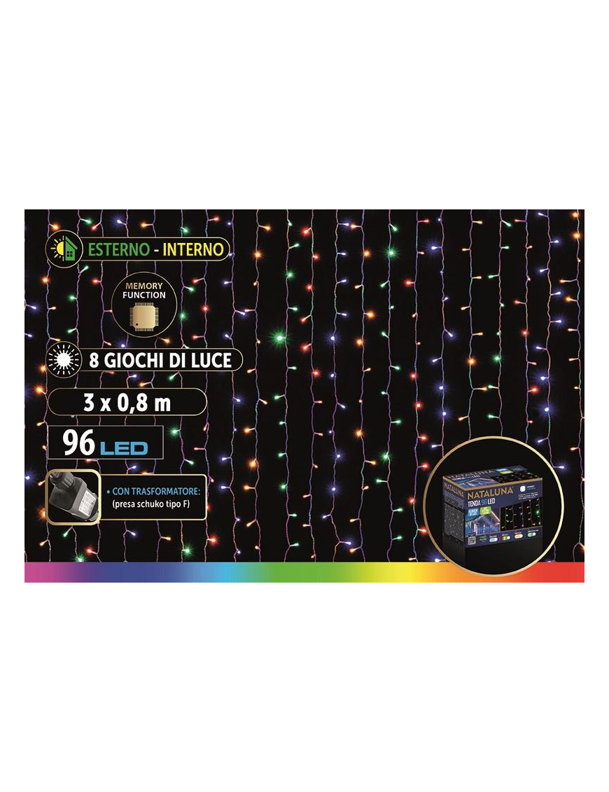 TENDA MULTICOLOR A LED INTERNO/ESTERNO 3x0,80 METRI
