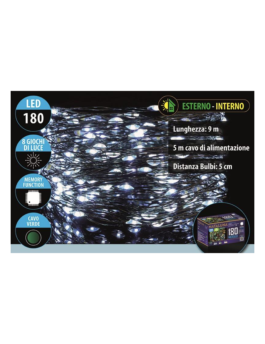 BIANCO MICROLED 9 METRI+5 METRI CAVO VERDE