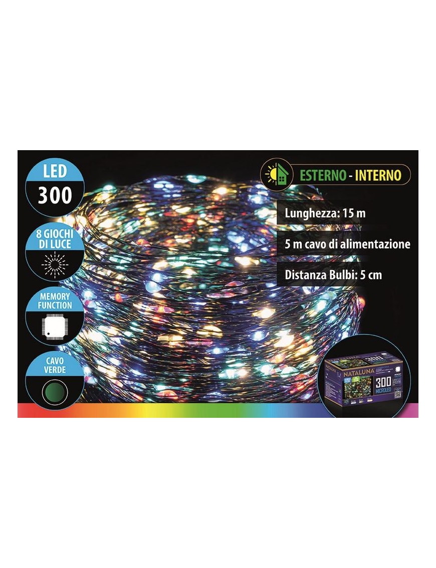 MULTICOLOR MICROLED 15 METRI+5 METRI CAVO VERDE