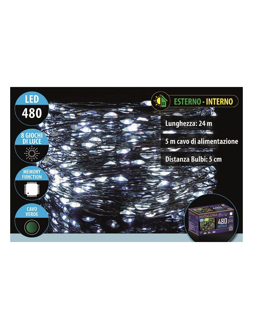 BIANCO MICROLED 24 METRI+5 METRI CAVO VERDE