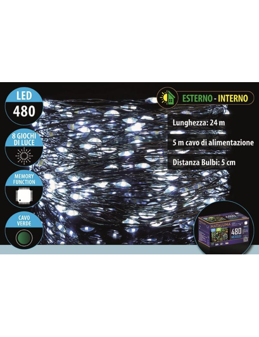BIANCO MICROLED 24 METRI+5 METRI CAVO VERDE