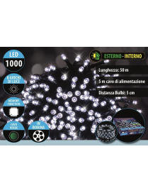 BIANCO CAVO VERDE 1000 LED UTILIZZO ESTERNO 50 METRI+5 METRI