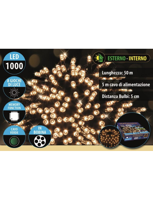 CLASSIC GREEN CABLE 1000 LED OUTDOOR USE 50 METERS+5 METERS
