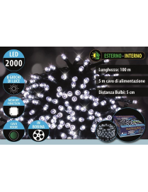 BIANCO CAVO VERDE 2000 LED UTILIZZO ESTERNO 100 METRI+5 METRI