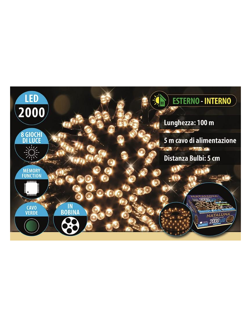 CLASSIC GREEN CABLE 2000LED OUTDOOR USE 100 METERS+5 METERS