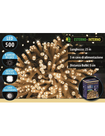 CLASSIC CAVO TRASPARENTE 500LED UTILIZZO ESTERNO 25 METRI+5 METRI