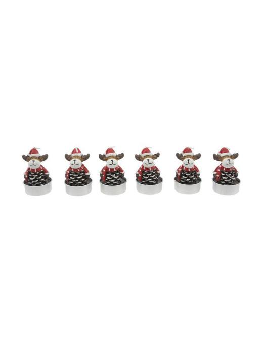TEA-LIGHT PIGNA CON RENNA 6pezzi