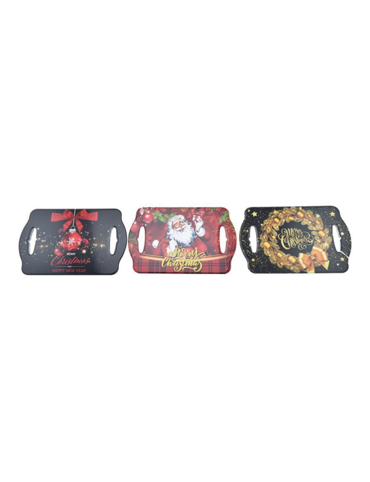XMAS RECTANGULAR ASSORTED CERAMIC TRAY 14x22cm