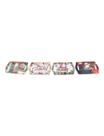 XMAS RECTANGULAR ASSORTED CERAMIC TRAY 14x22cm