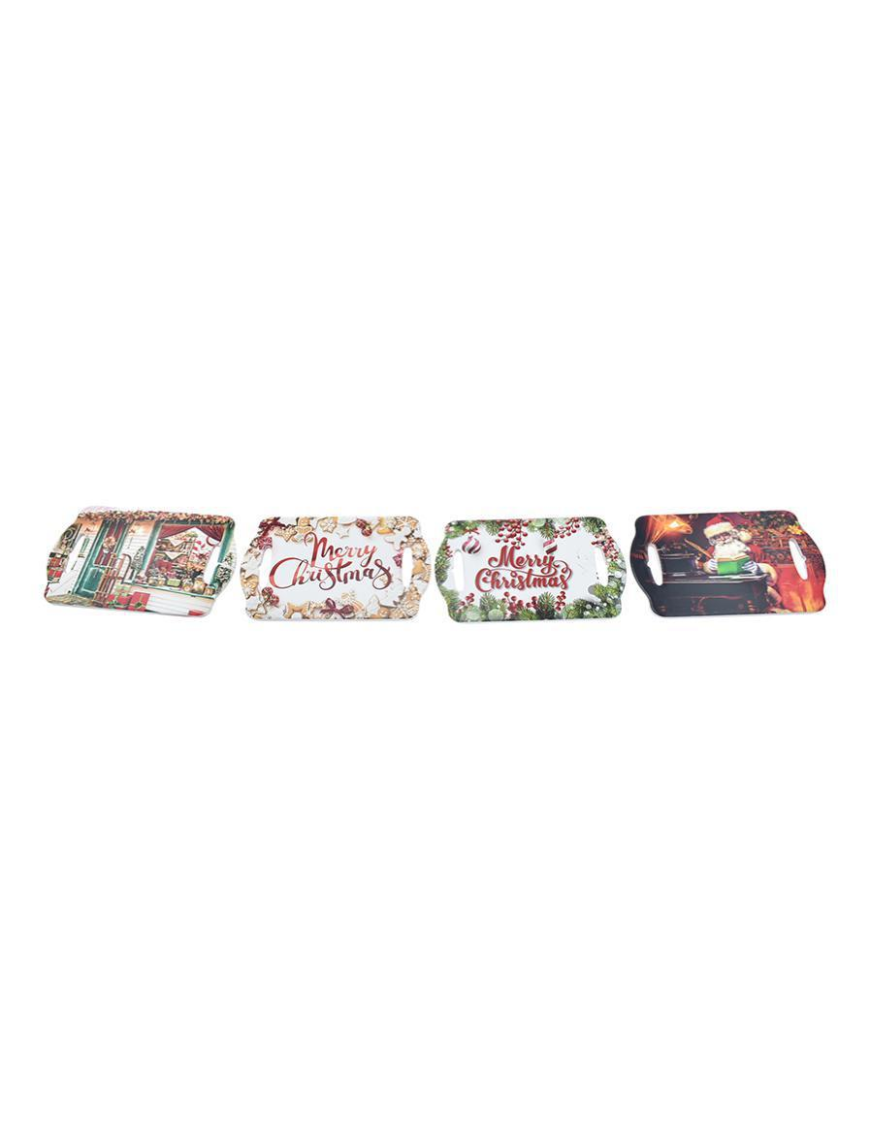 XMAS RECTANGULAR ASSORTED CERAMIC TRAY 14x22cm