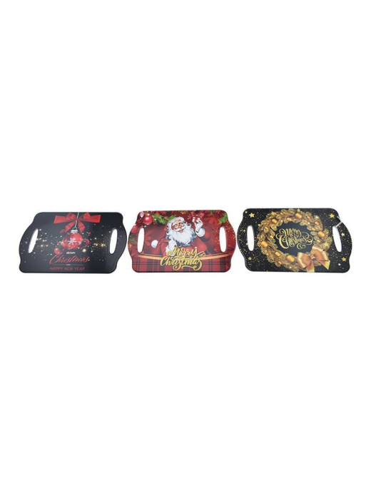 XMAS RECTANGULAR ASSORTED CERAMIC TRAY 18x28cm