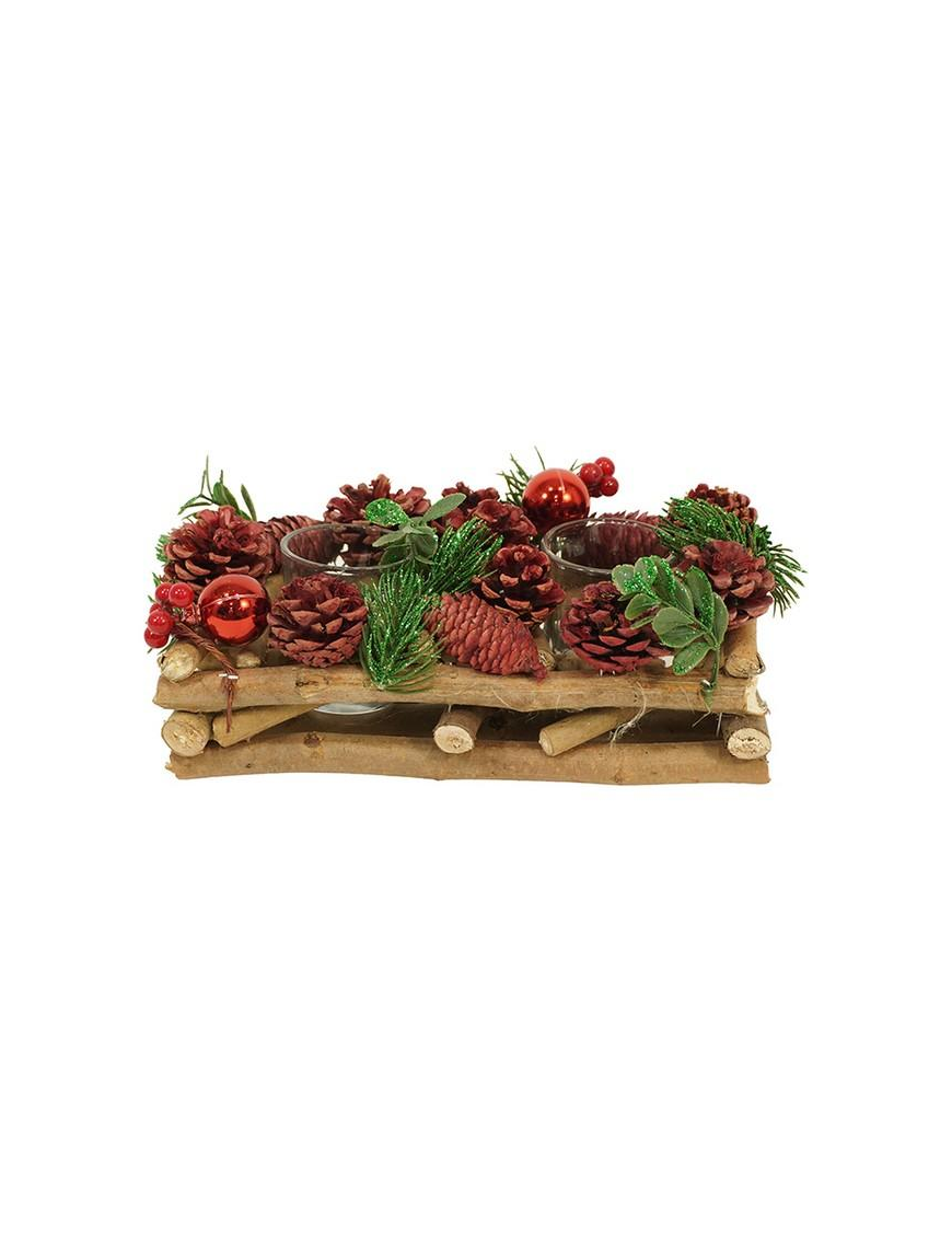 TEA-LIGHT HOLDER 2 CANDLES 24x14cm