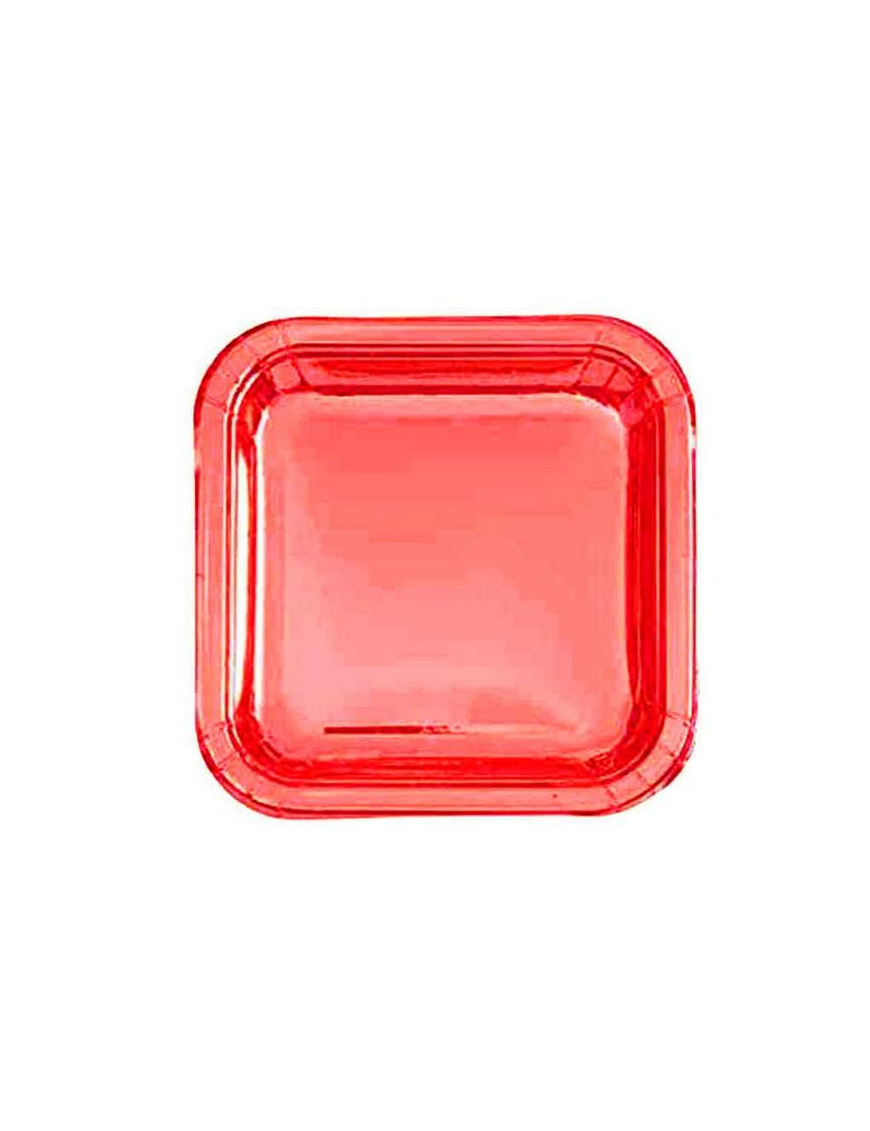 PIATTI QUADRI ROSSI 18 CENTIMETRI 8 PEZZI