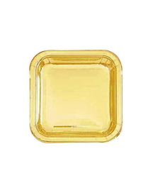 SQUARE PLATES GOLD 18 CENTIMETERS 8 PIECES