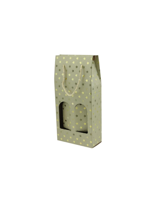 GOLD BOTTLE HOLDER ENVELOPE 2 PLACES 18x38x8.3 CENTIMETERS