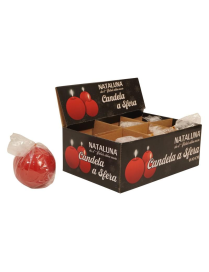 RED LACQUERED SPHERE-SHAPED CANDLE 10cm