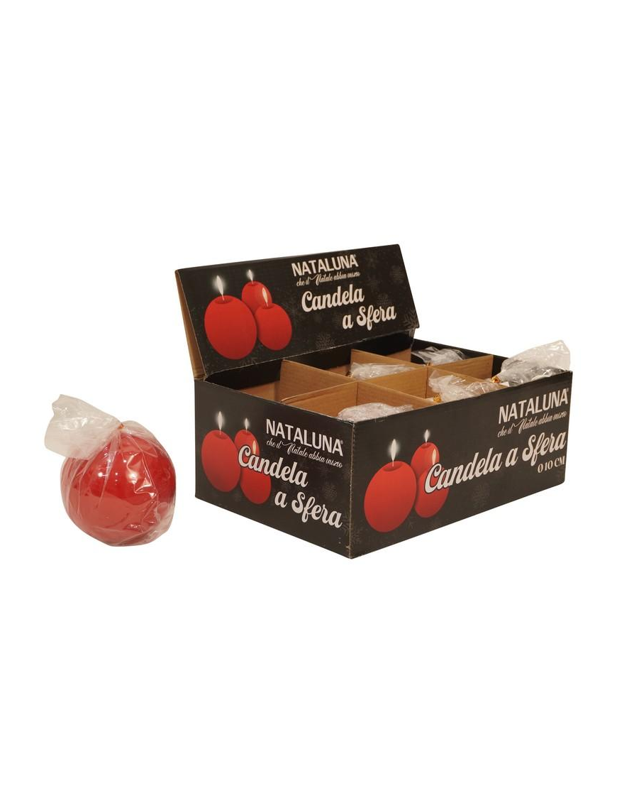 CANDELA ROSSO LACCATO A FORMA DI SFERA 10cm