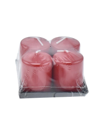 RED LACQUERED PILLAR CANDLE 3.9x5cm 4 PIECES