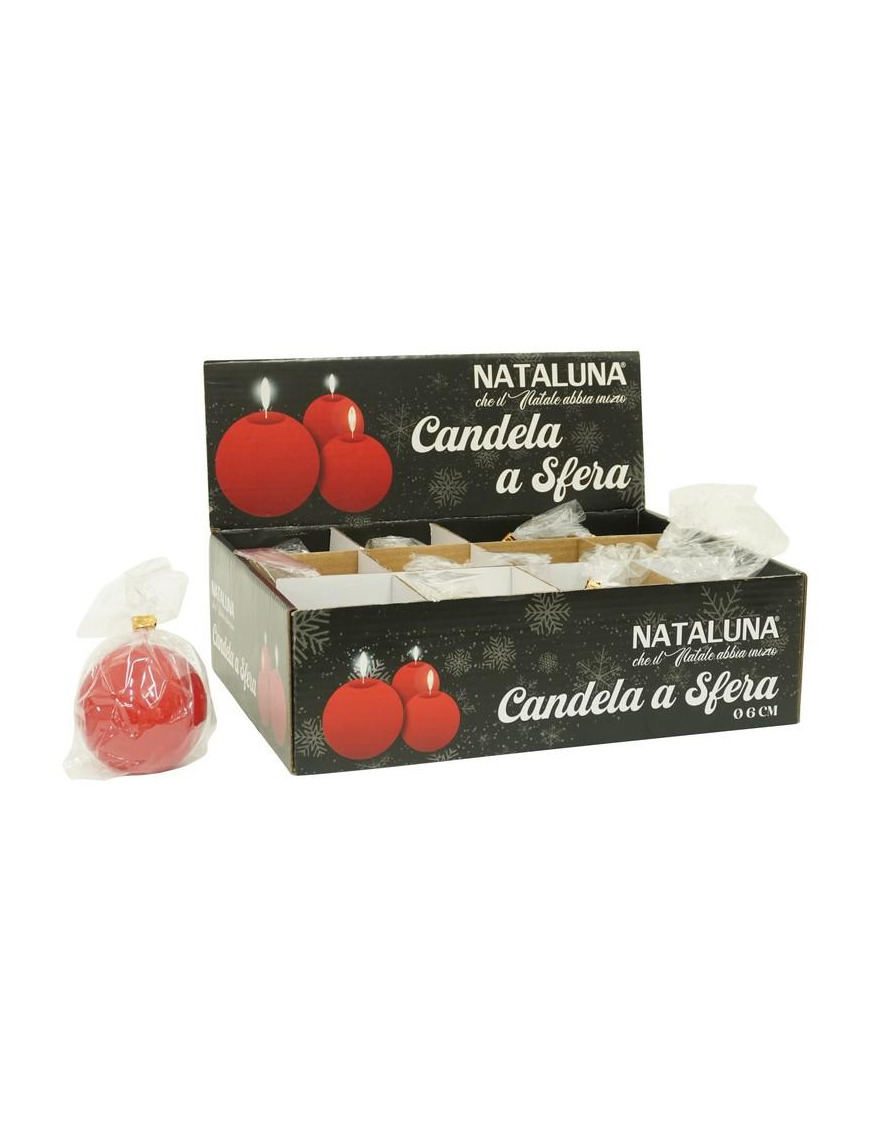 RED LACQUERED SPHERE-SHAPED CANDLE 6cm