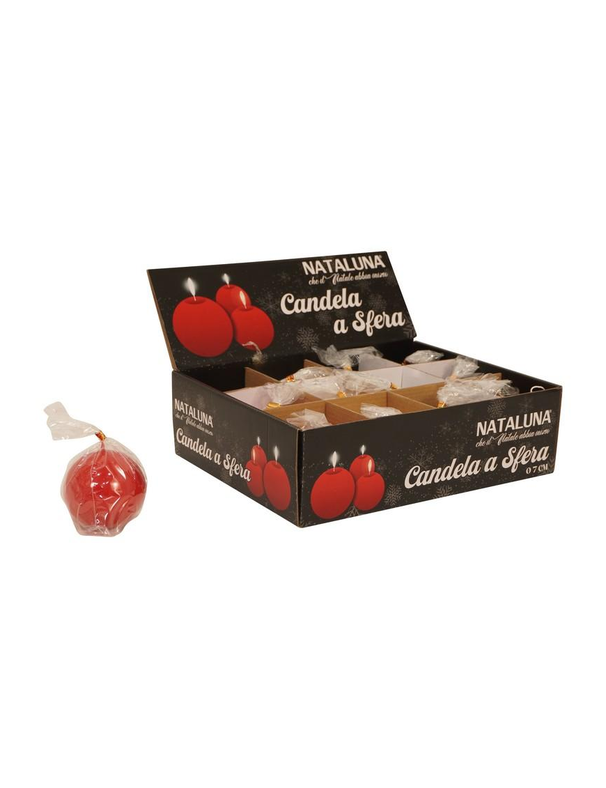 CANDELA ROSSO LACCATO A FORMA DI SFERA 7cm