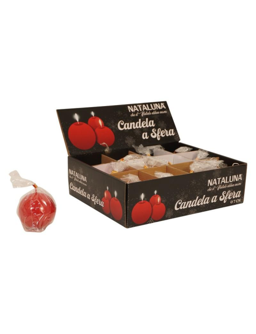 RED LACQUERED SPHERE-SHAPED CANDLE 7cm