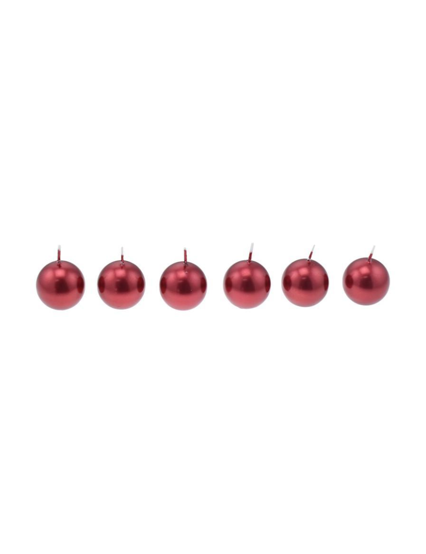 METALLIC RED SPHERE-SHAPED CANDLE 4cm 6 pieces
