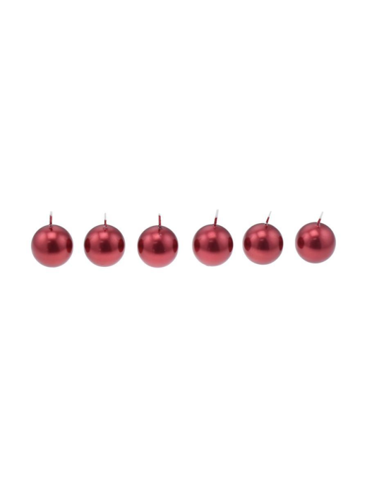 METALLIC RED SPHERE-SHAPED CANDLE 4cm 6 pieces