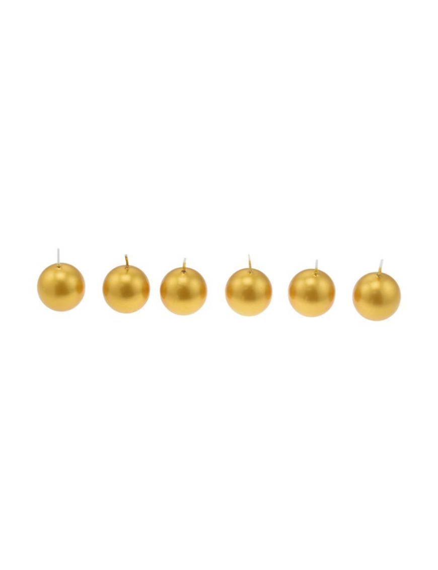 GOLD SPHERE-SHAPED CANDLE 4cm 6 pieces