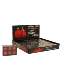 CANDELA ROSSO LACCATO A FORMA DI SFERA 4cm 6pezzi