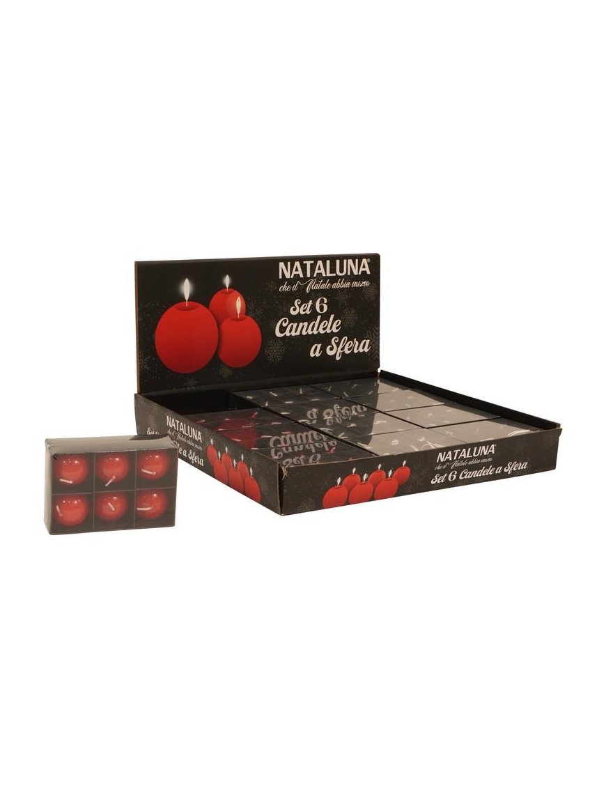 RED LACQUERED SPHERE-SHAPED CANDLE 4cm 6 pieces